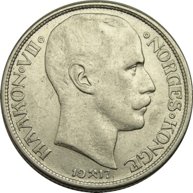 elf Norway 1 Krone 1917  Silver   World War I