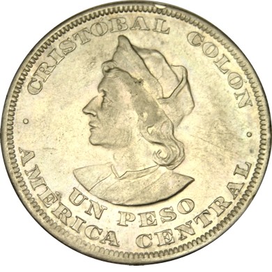 elf El Salvador 1 Peso 1893  3/2 Overdate Columbus